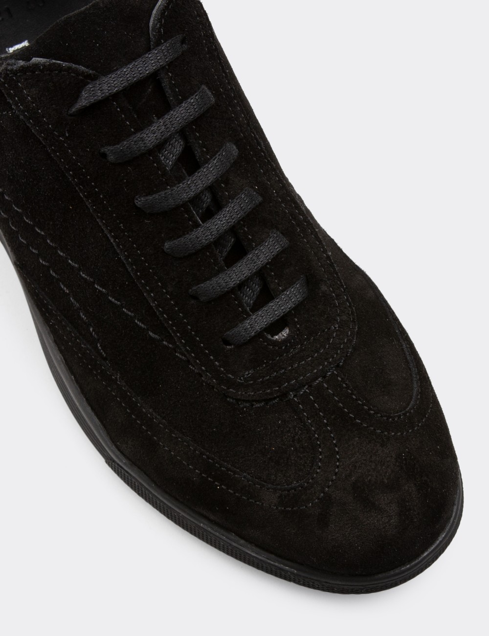 Black Suede Leather Lace-up Shoes - 00321MSYHC08