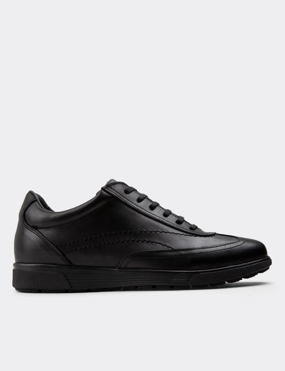 Black  Leather Lace-up Shoes - 00321MSYHC07