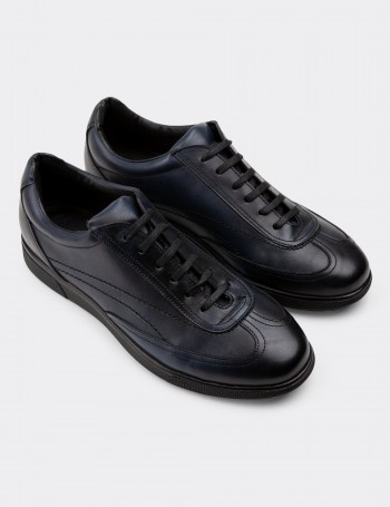 Navy  Leather Lace-up Shoes - 00321MLCVC04