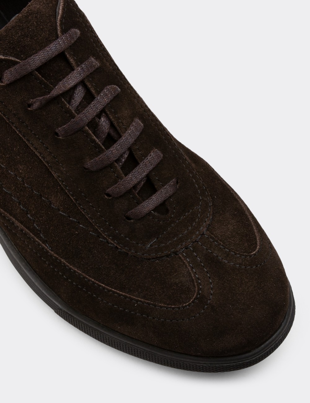 Brown Suede Leather Lace-up Shoes - 00321MKHVC08