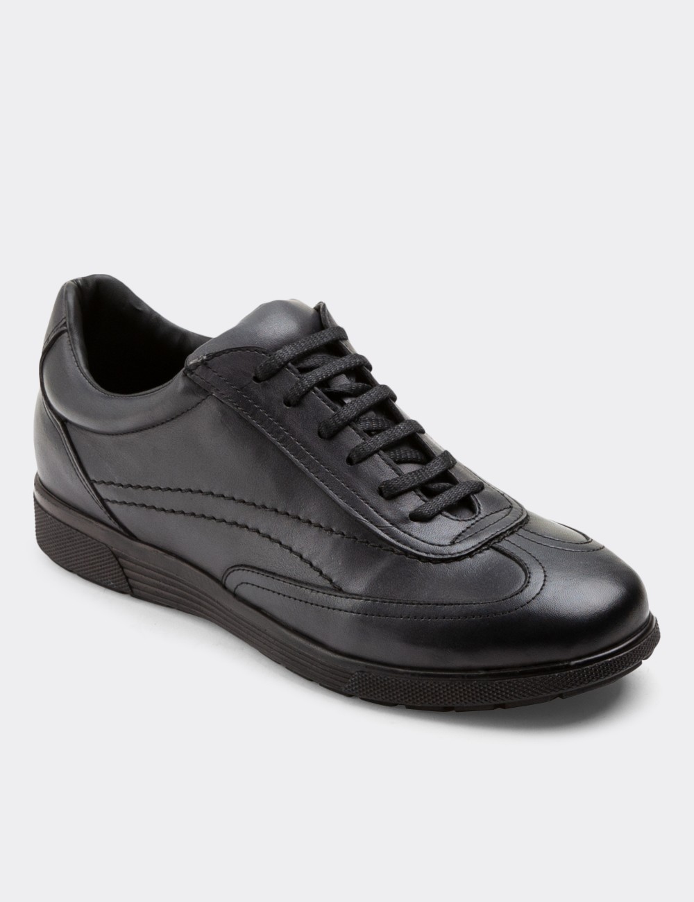 Gray  Leather Lace-up Shoes - 00321MGRIC03