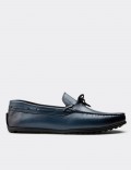 Navy  Leather Drivers