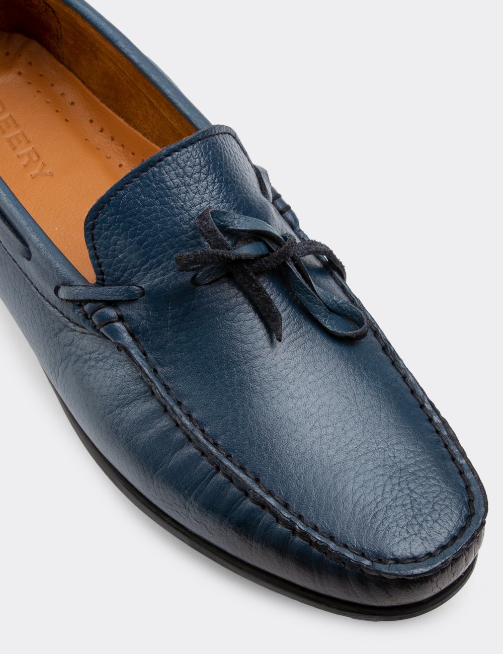 Navy  Leather Drivers - 01647MLCVC03