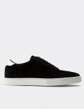Black Suede Leather Sneakers
