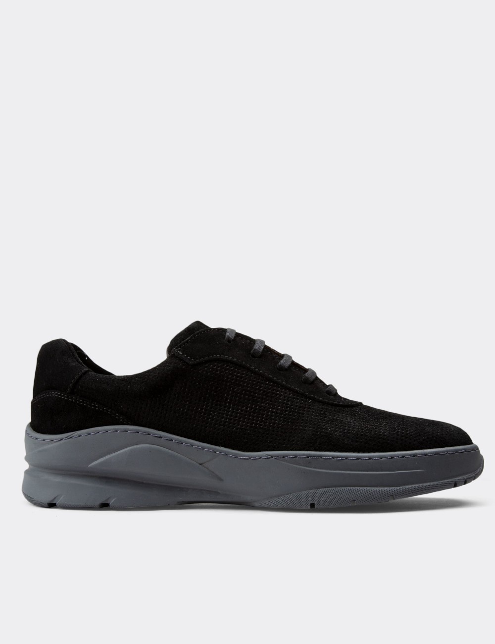Black Suede Leather Sneakers - 01879MSYHC02