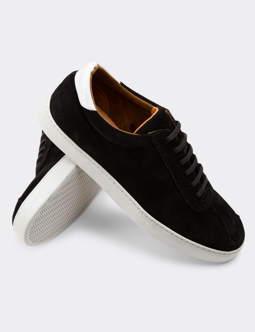 Black Suede Leather Sneakers - 01885MSYHC01