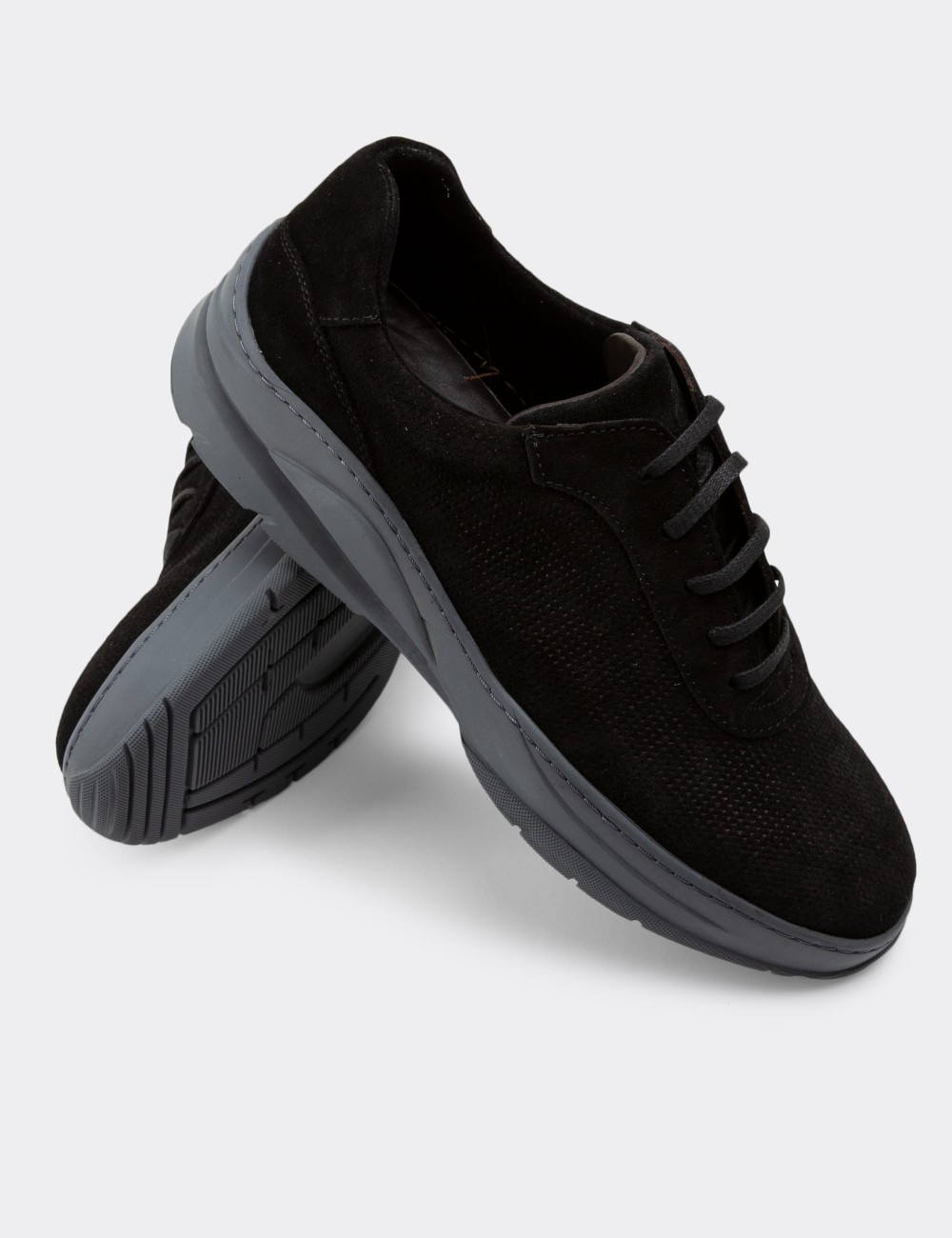 Black Suede Leather Sneakers - 01879MSYHC02