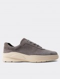 Gray Suede Leather Sneakers