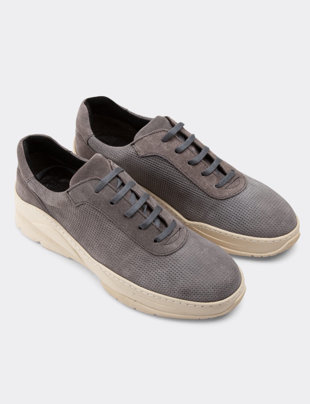 Gray Suede Leather Sneakers - 01879MGRIC02