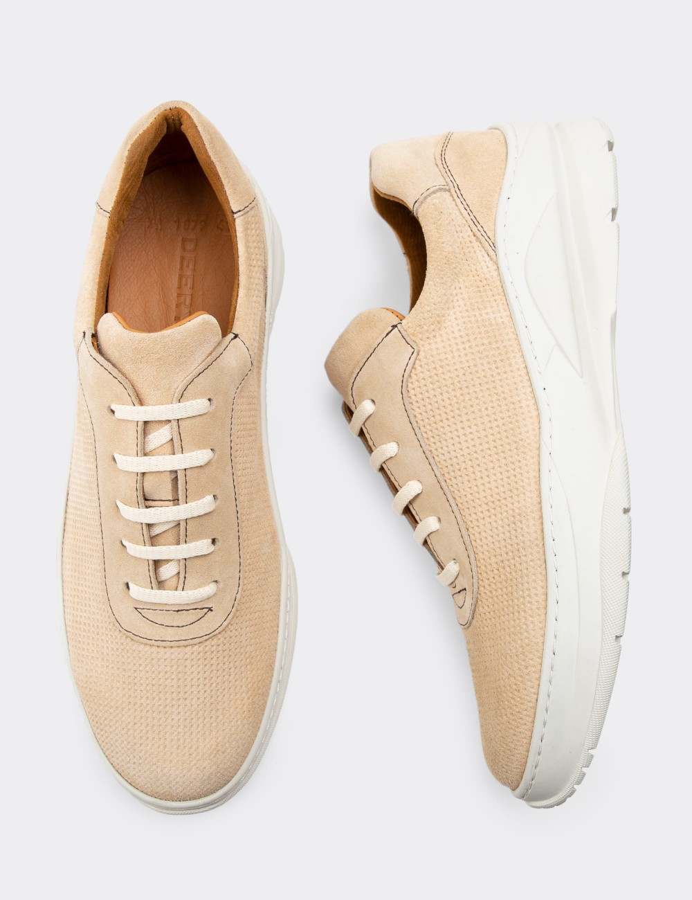 Beige Suede Leather Sneakers - 01879MBEJC02