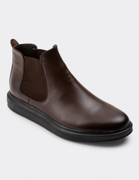Brown Leather Chelsea Boots