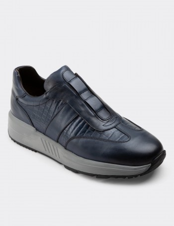 Navy Leather Sneakers - 01891MLCVE01