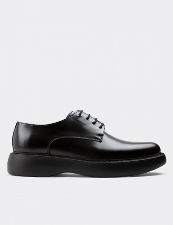 Black Leather Lace-up Shoes - 01932MSYHE01