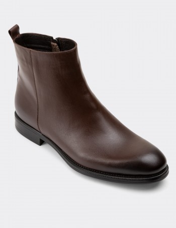 Brown Leather Boots - 01921MKHVC01