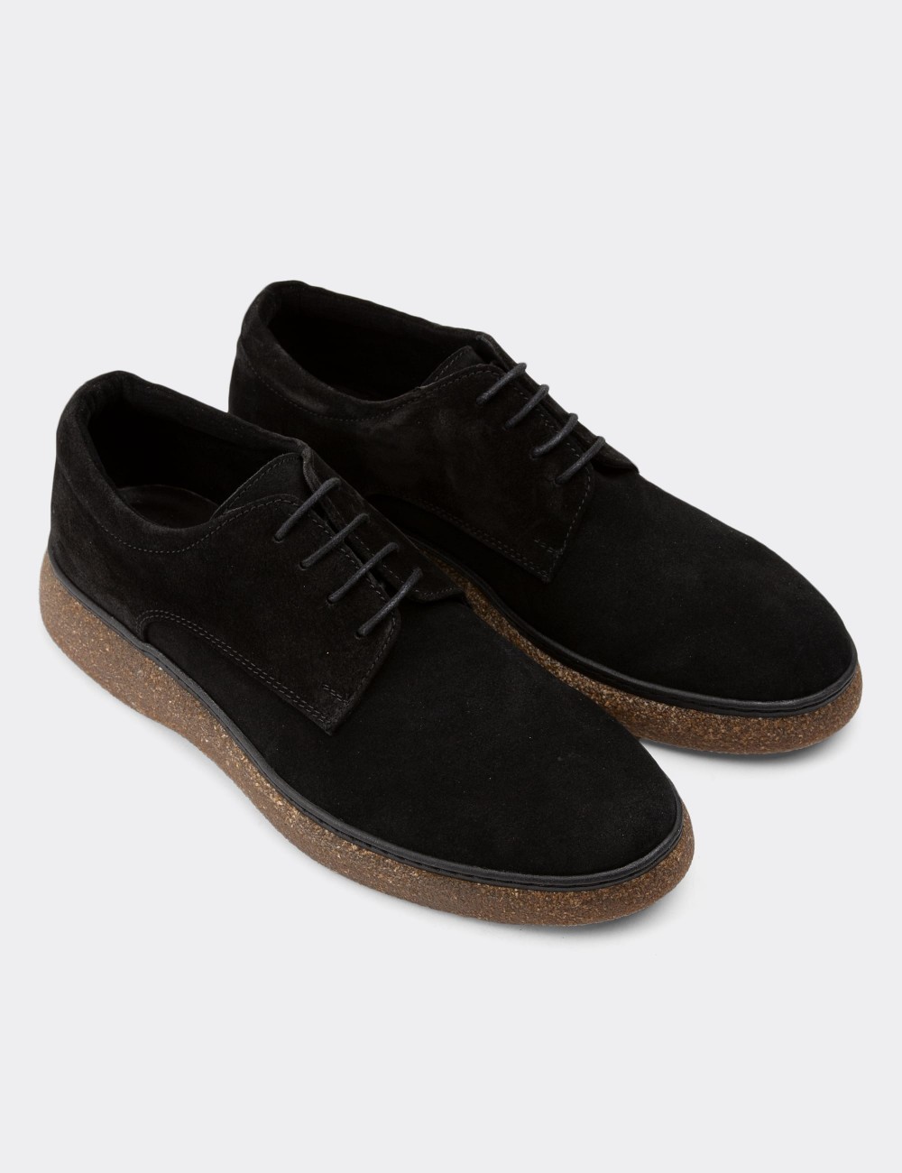Black Suede Leather Lace-up Shoes - 01934MSYHC01