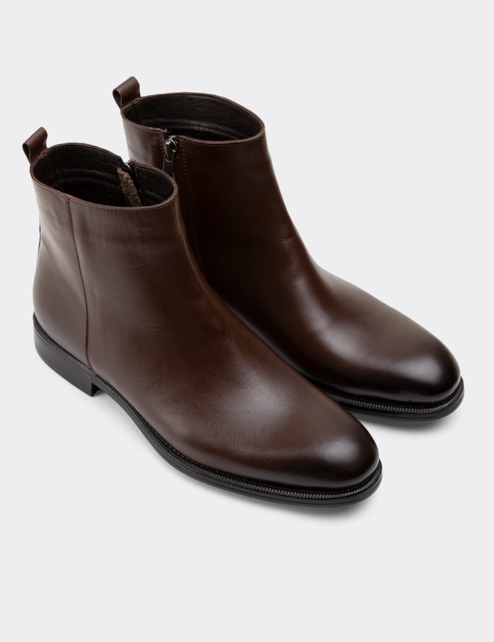 Brown Leather Boots - 01921MKHVC01