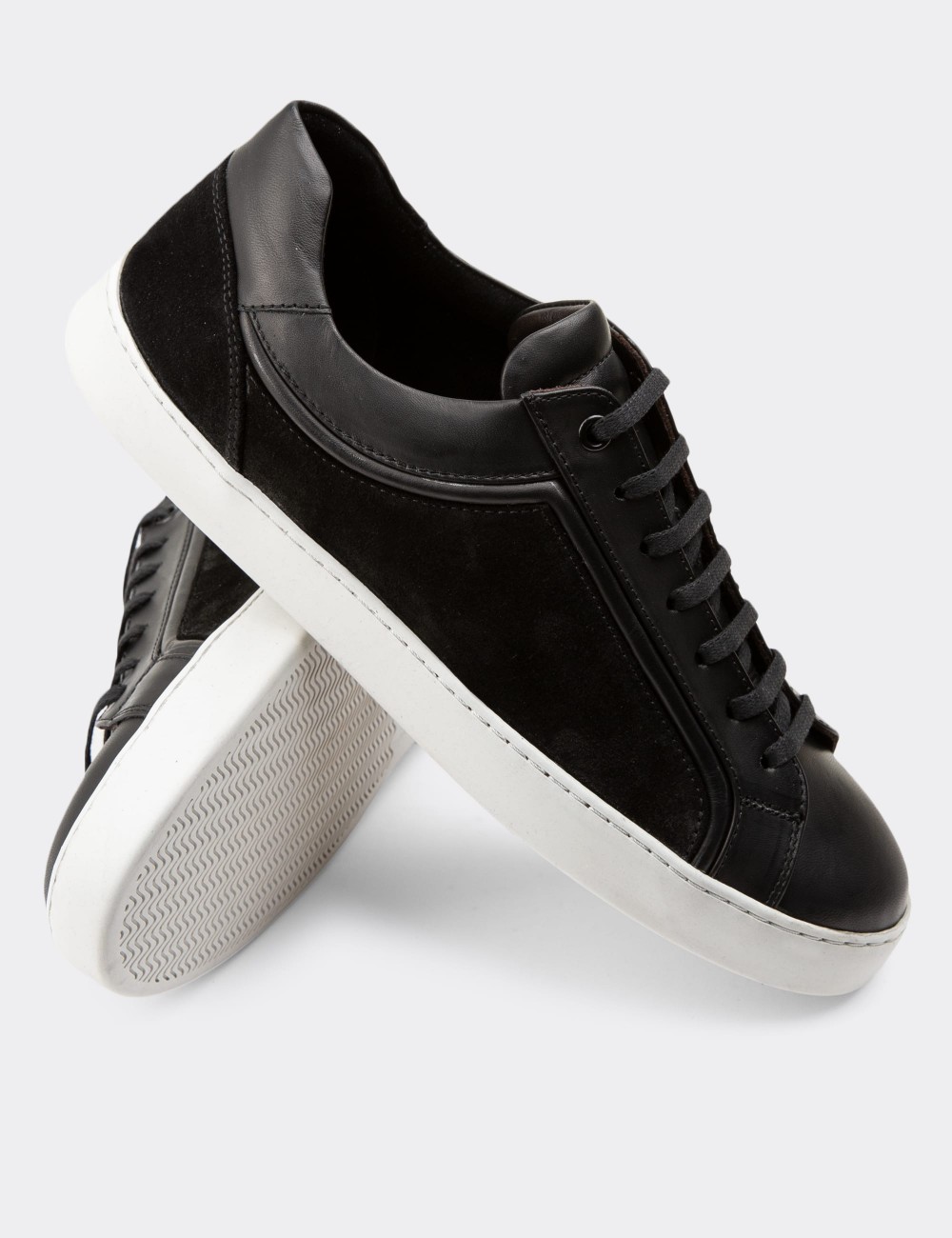 Black Suede Leather Sneakers - 01877MSYHP02