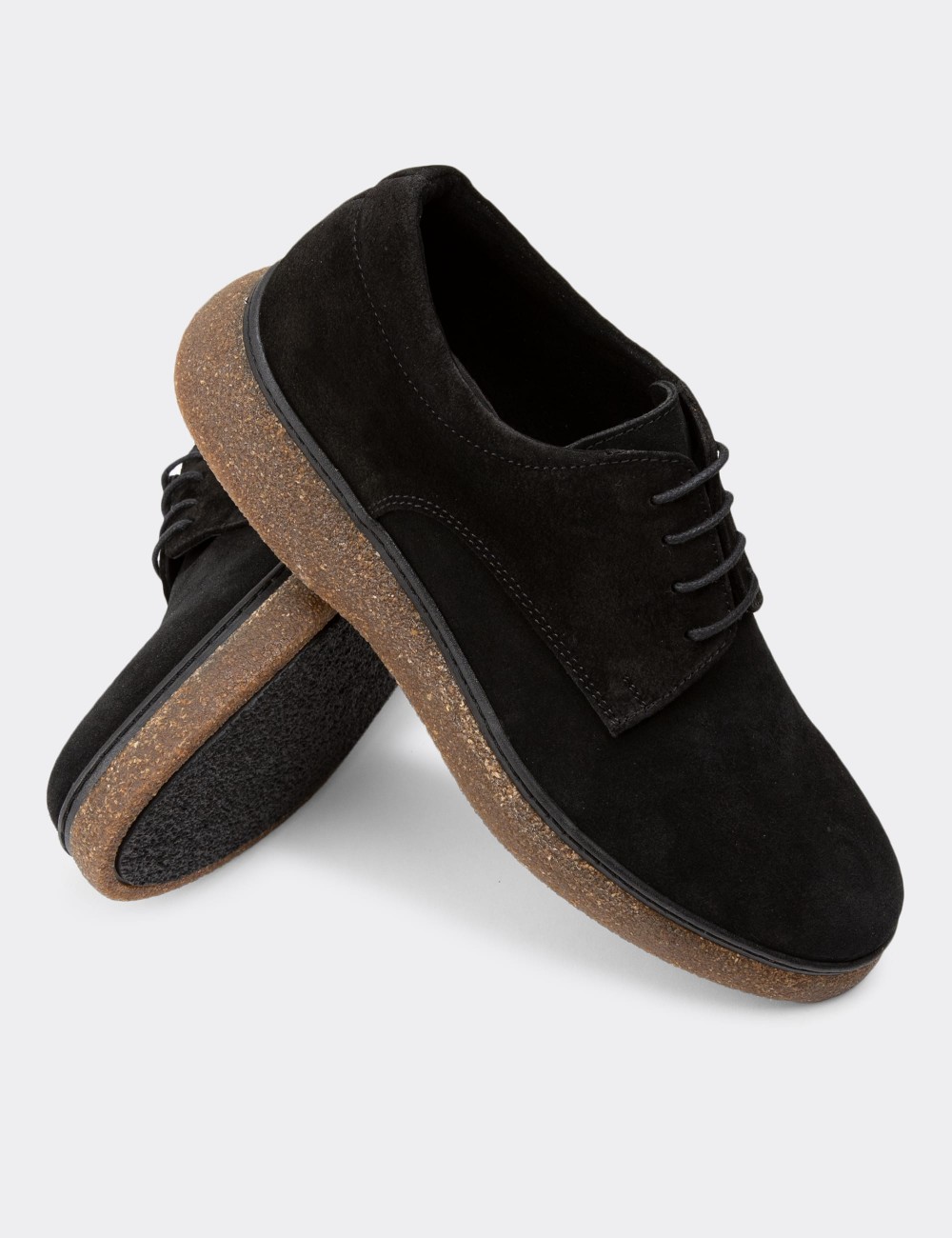 Black Suede Leather Lace-up Shoes - 01934MSYHC01
