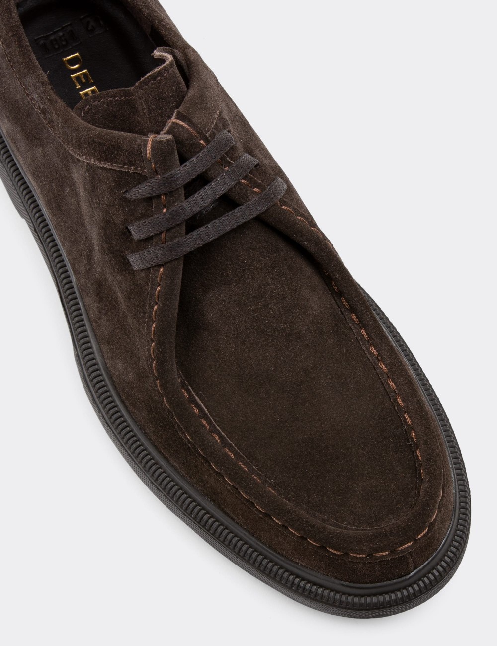 Brown Suede Leather Lace-up Shoes - 01851MKHVP01