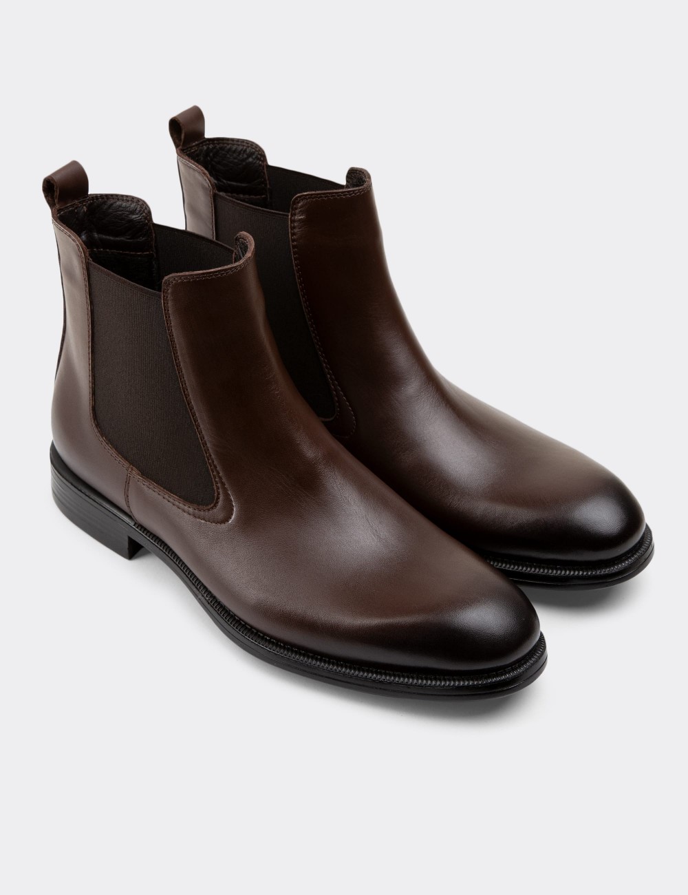 Brown Leather Boots - 01919MKHVC01