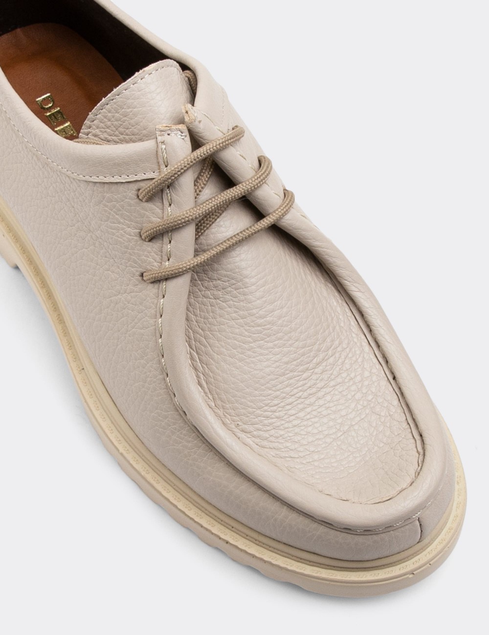 Beige Leather Lace-up Shoes - 01935ZBEJC01