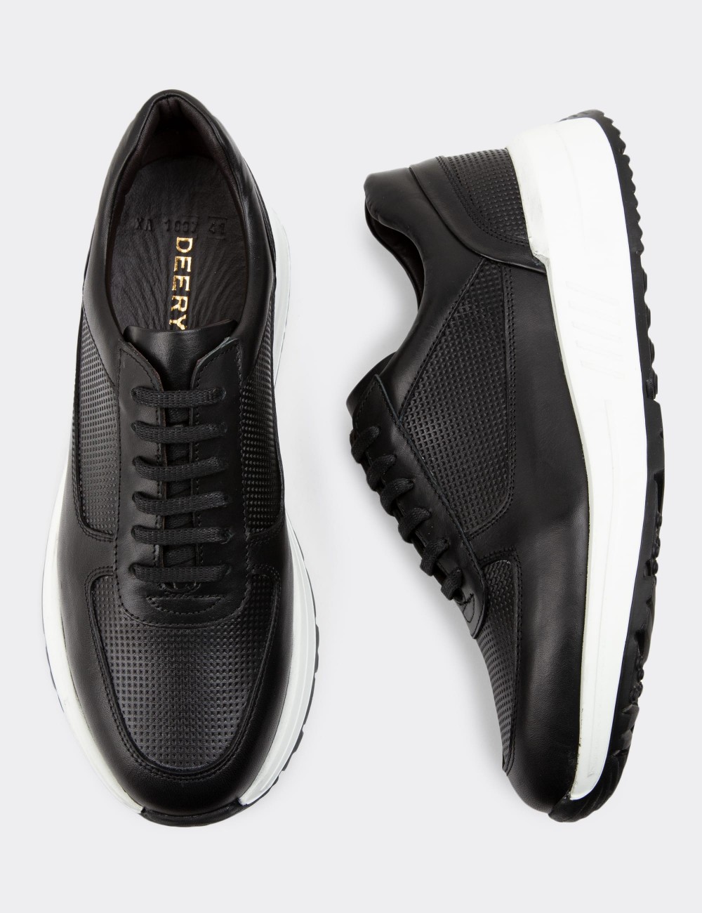 Black Leather Sneakers - 01887MSYHE01