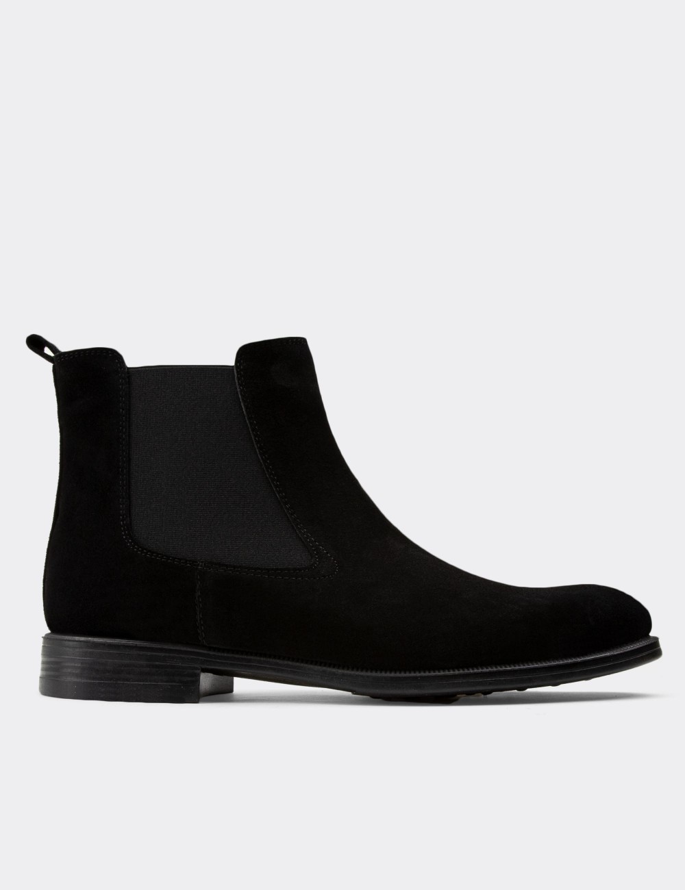 Black Suede Leather Chelsea Boots - 01919MSYHC02