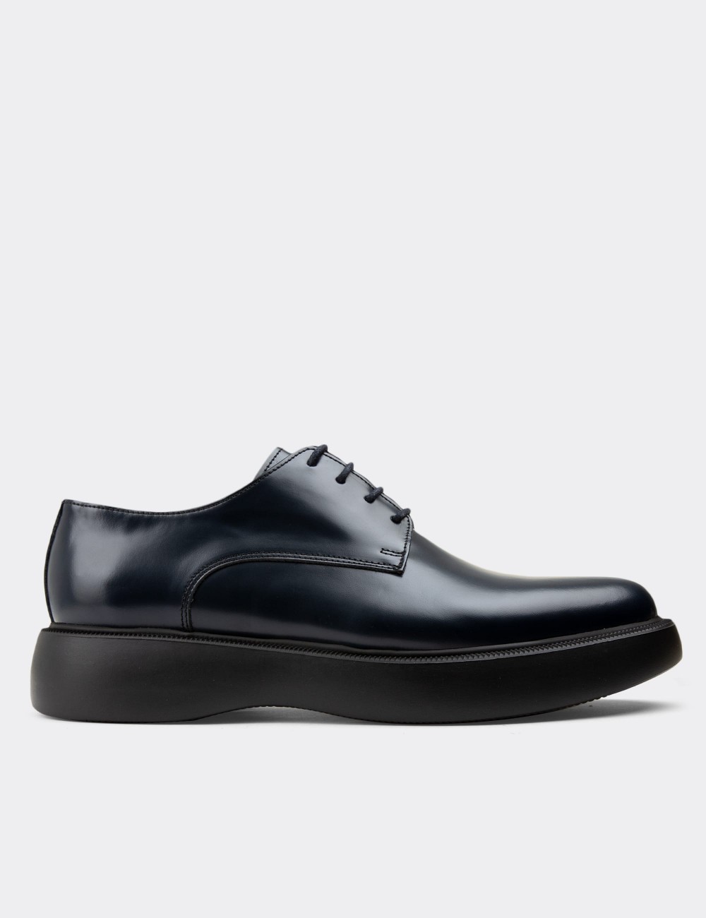Navy Leather Lace-up Shoes - 01932MLCVE01
