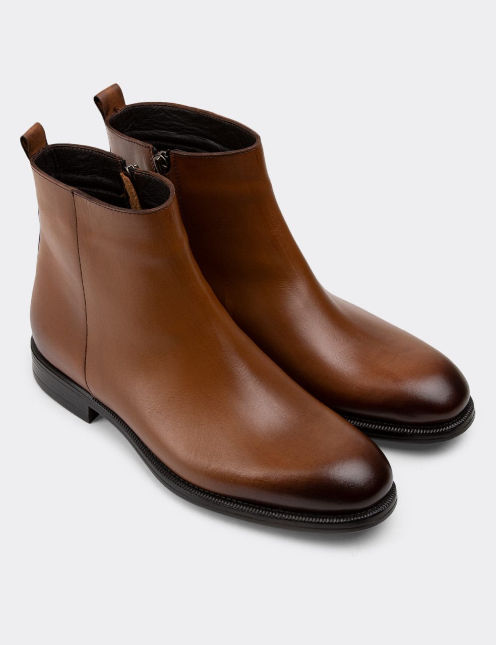 Tan Leather Boots - 01921MTBAC01