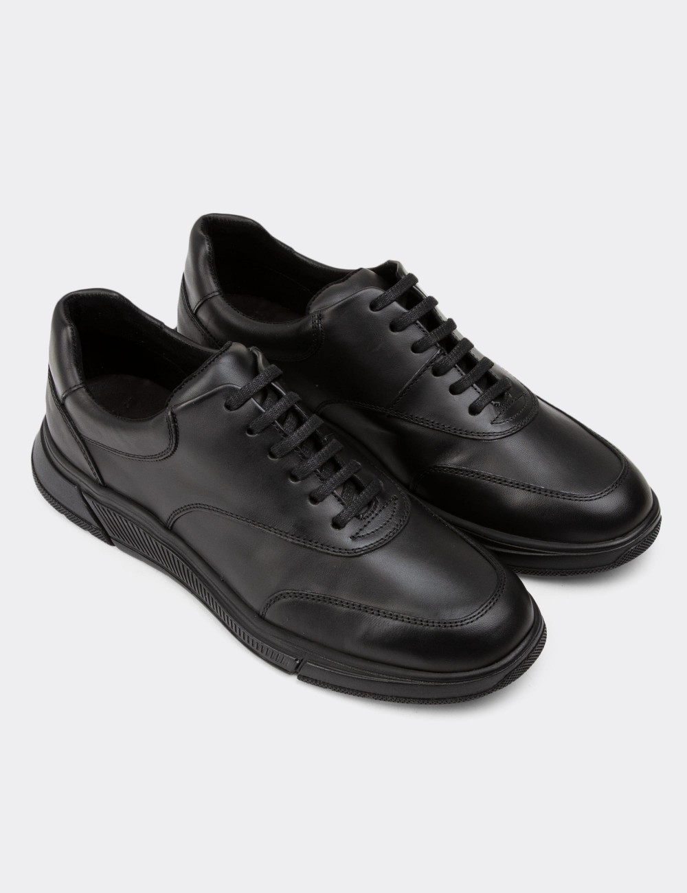 Black Leather Lace-up Shoes - 01871MSYHC01