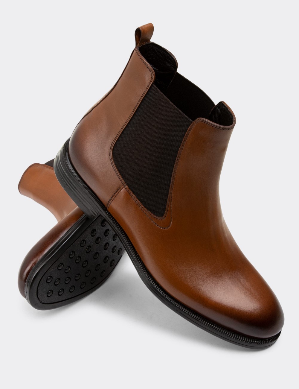 Tan Leather Chelsea Boots - 01919MTBAC01