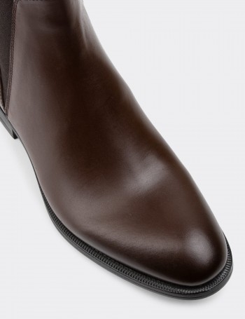 Brown Leather Chelsea Boots - 01689MKHVC01