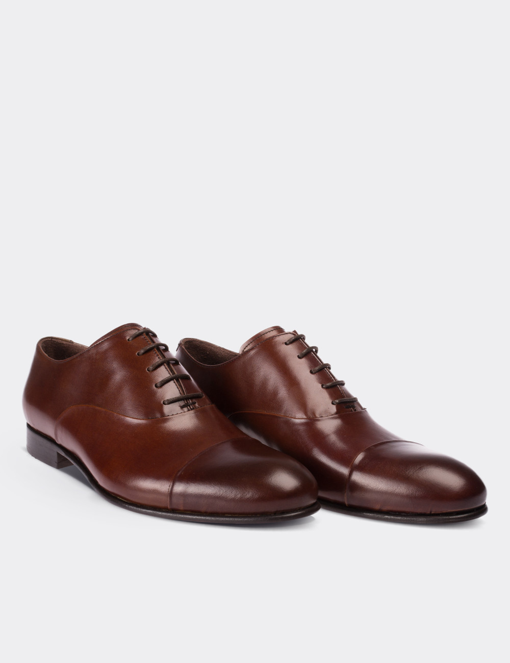 Tan  Leather Classic Shoes - 01026MTBAK04