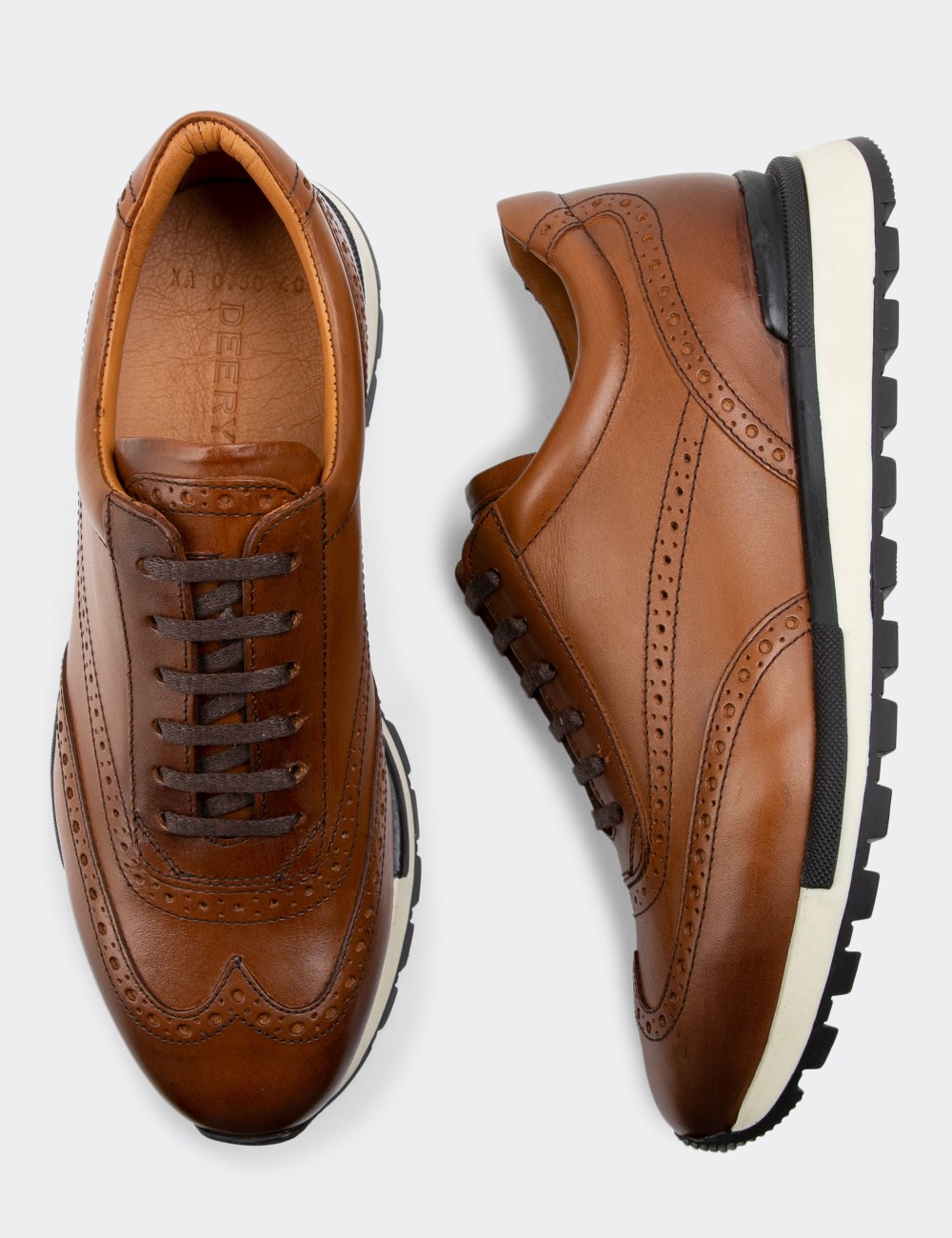 Tan Leather Sneakers - 00750MTBAT04