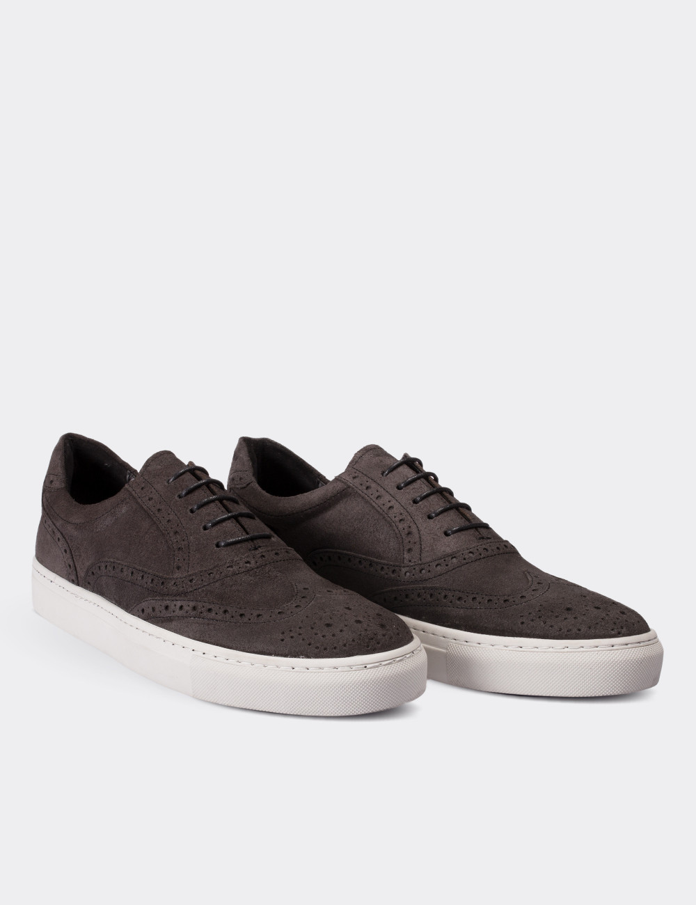 Gray Suede Leather Sneakers - 01637MGRIC01