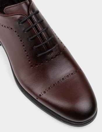 Burgundy Leather Classic Shoes - 00491MBRDC01