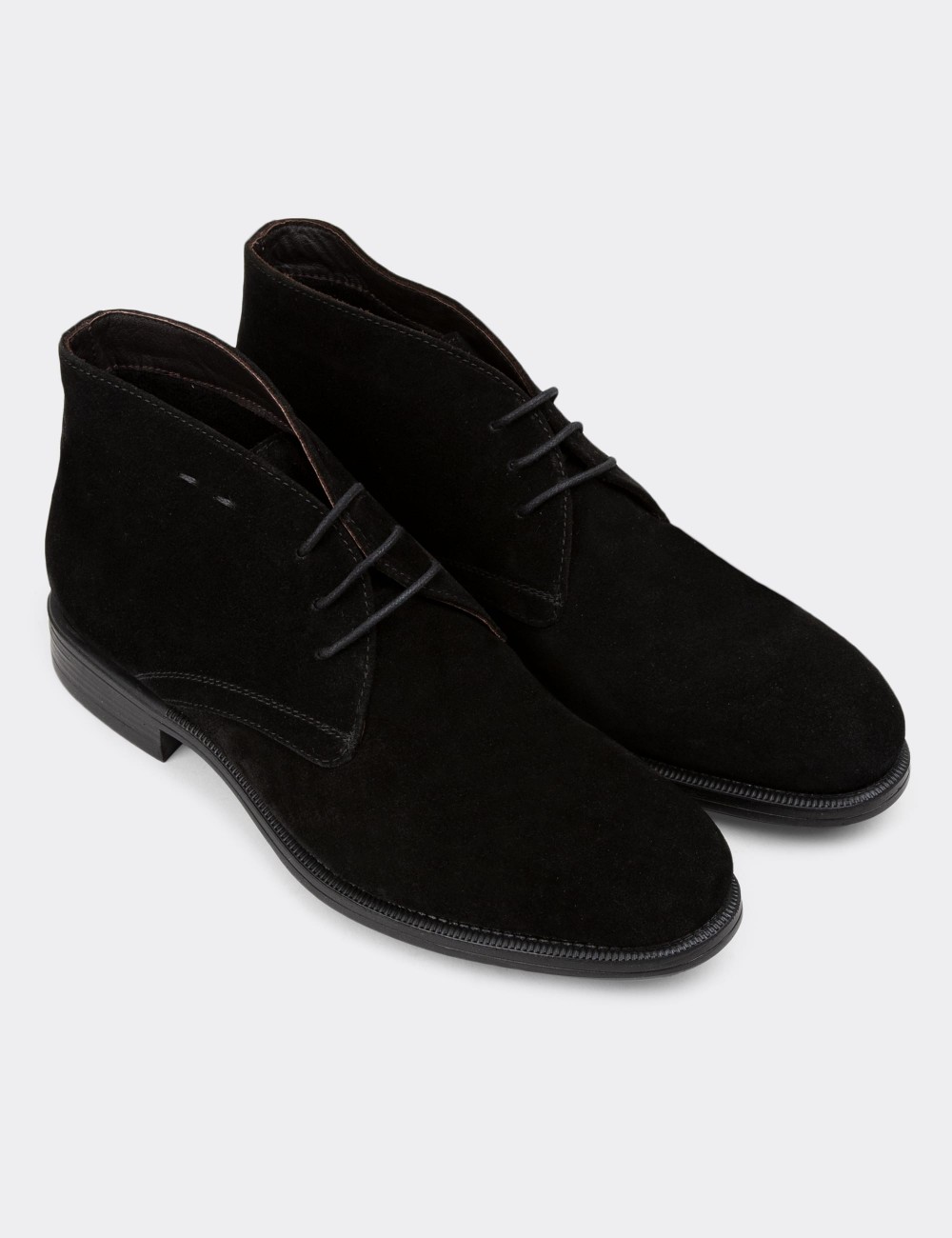 Black Suede Leather Desert Boots - 01295MSYHC13
