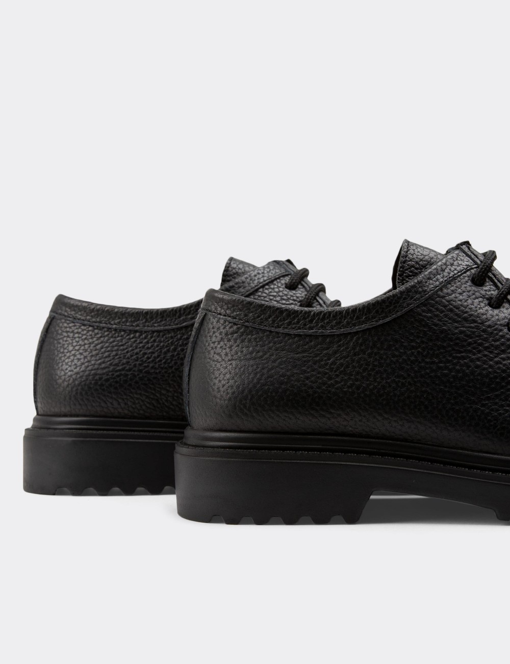 Black Leather Lace-up Shoes - 01935ZSYHC01