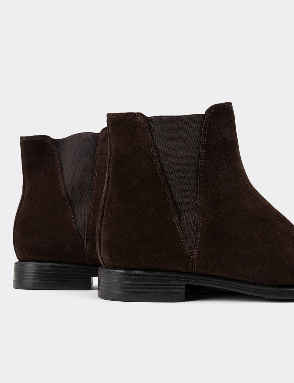 Brown Suede Leather Chelsea Boots - 01689MKHVC02