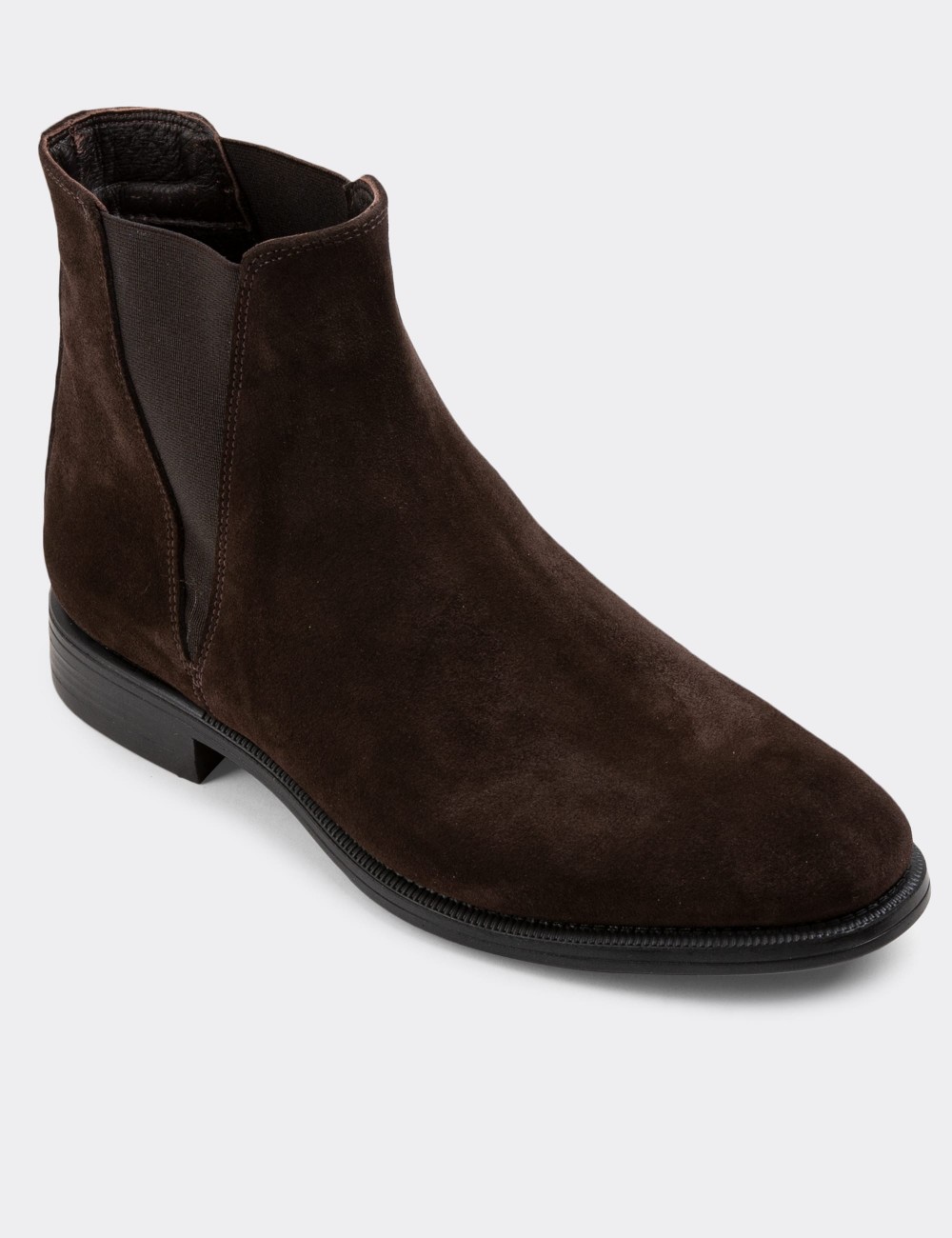 Brown Suede Leather Chelsea Boots - 01689MKHVC02