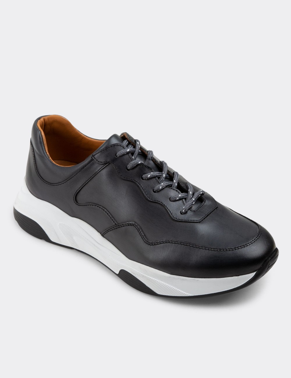 Gray Leather Sneakers - 01725MGRIE03