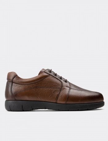 Tan Leather Lace-up Shoes - 01940MTBAC01