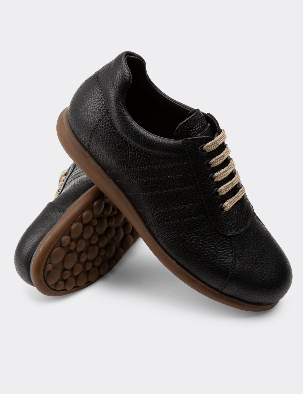 Black Leather Lace-up Shoes - 01826MSYHC05