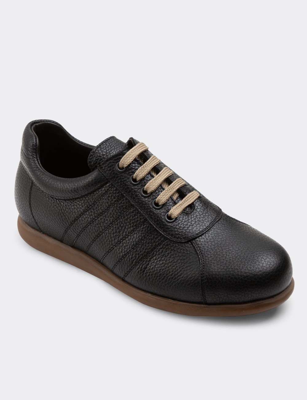 Black Leather Lace-up Shoes - 01826MSYHC05