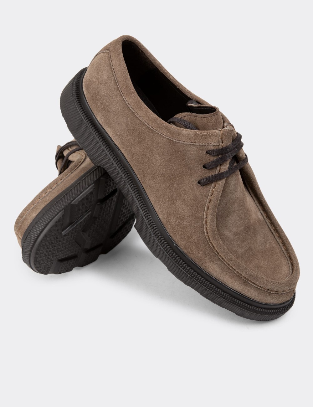 Sandstone Suede Leather Lace-up Shoes - 01851MVZNP01