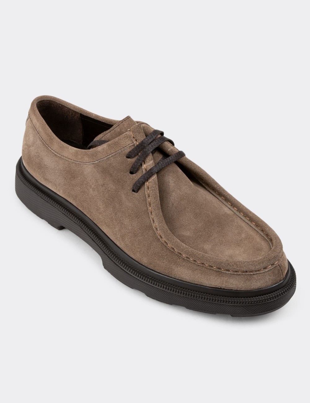 Sandstone Suede Leather Lace-up Shoes - 01851MVZNP01