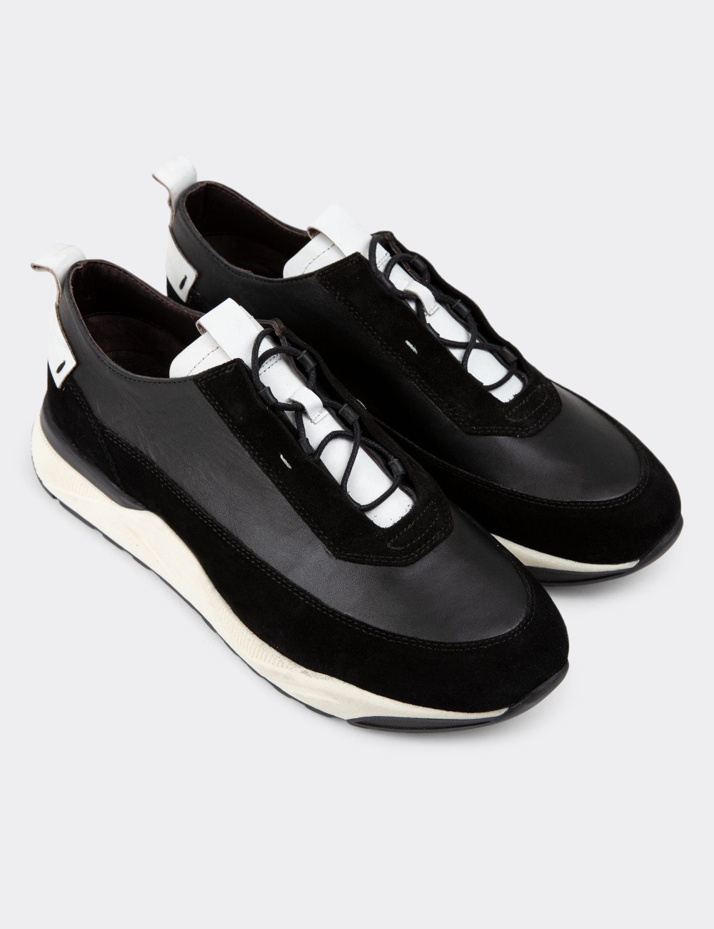Black Suede Leather Sneakers - 01917MSYHE01
