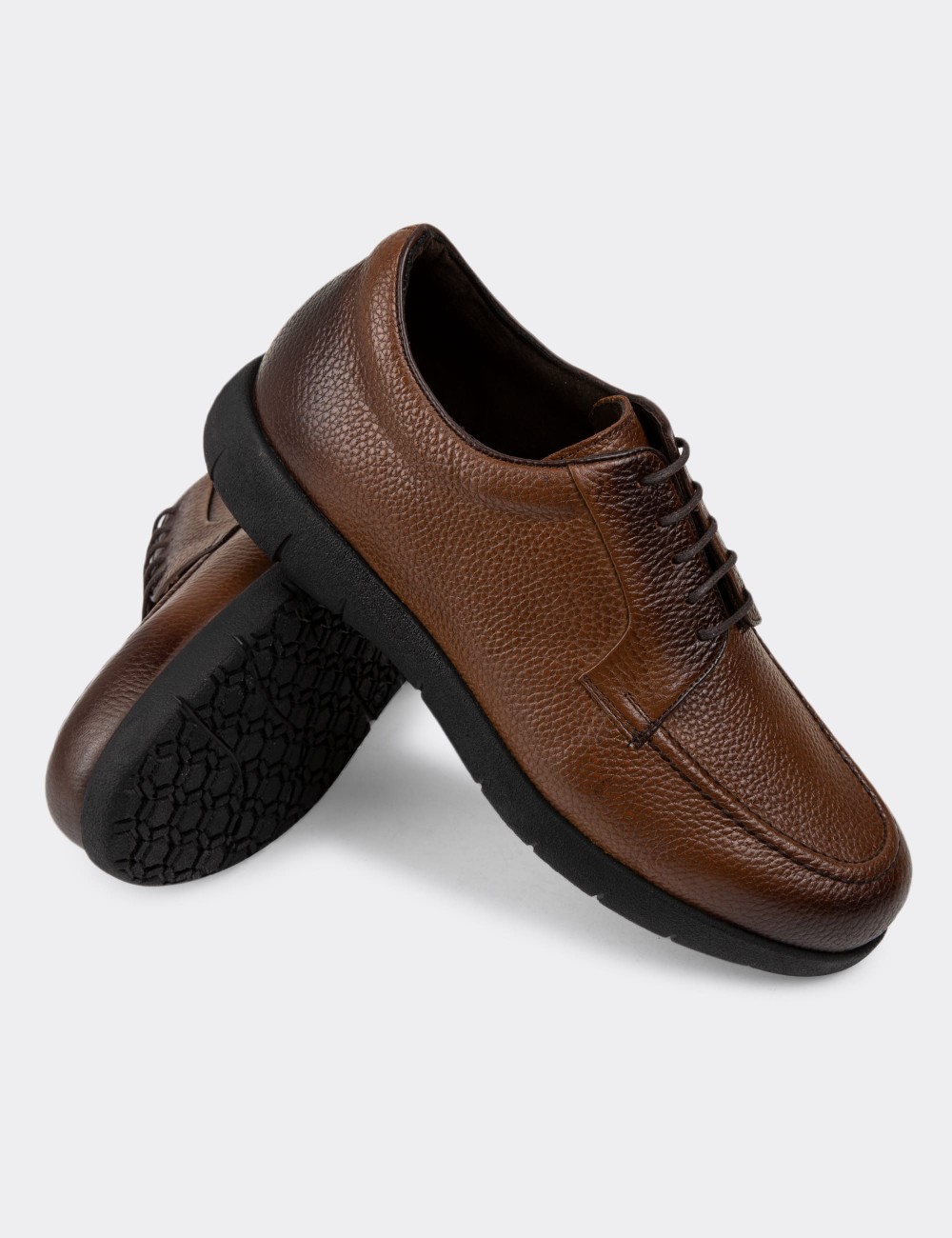 Tan Leather Lace-up Shoes - 01930MTBAC01