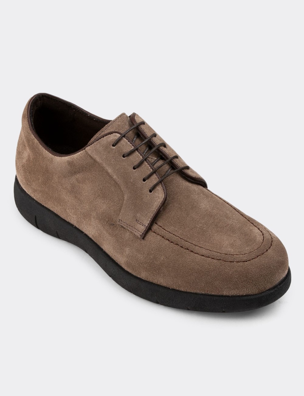 Sandstone Suede Leather Lace-up Shoes - 01930MVZNC01