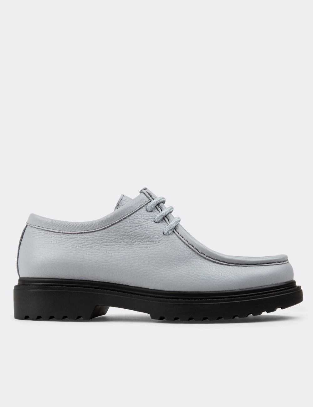 Gray Leather Lace-up Shoes - 01935ZGRIC01